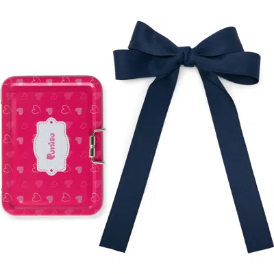Puttisu Babies'  Classic Long Ribbon Bow Clip Gift Set With Tin Case In Blue
