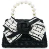 Puttisu Kids'  Coco Ribbon Bow Pearl Handbag In Black