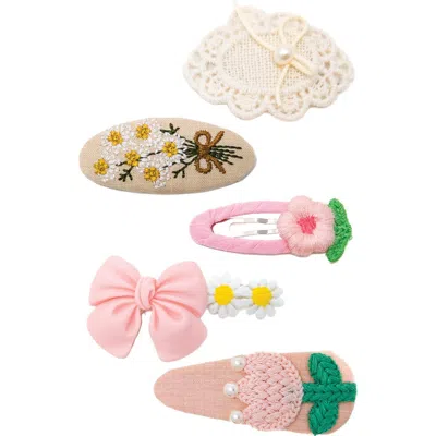 Puttisu Kids'  Garden Blossom Hair Clip Set Of 6 In Pink