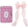 Puttisu Organza Double Ribbon Clip Gift Set With Tin Case In Pink