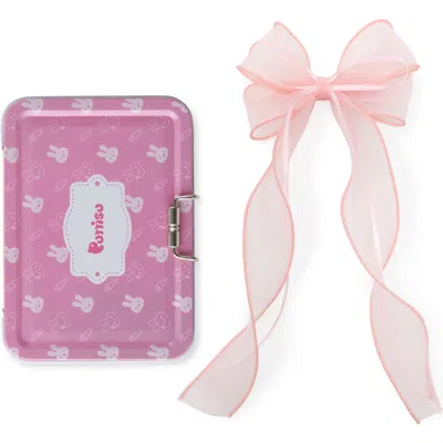 Puttisu Organza Double Ribbon Clip Gift Set With Tin Case In Pink