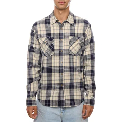 Px Flannel Button-up Shirt In Navy