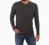 Px Harper Long Sleeve Henley In Charcoal
