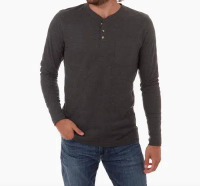 Px Harper Long Sleeve Henley In Charcoal In Gray