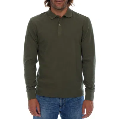 Px Horizontal Stripe Long Sleeve Cotton Polo In Green