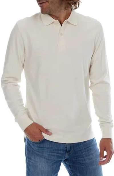 Px Horizontal Stripe Long Sleeve Cotton Polo In White