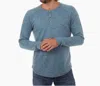 Px Sean Long Sleeve Henley Tee In Dusty Blue In Multi