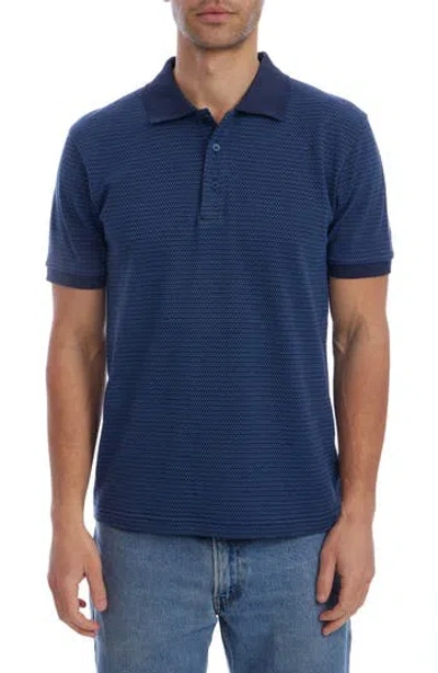 Px Short Sleeve Ribbed Jacquard Polo In Blue