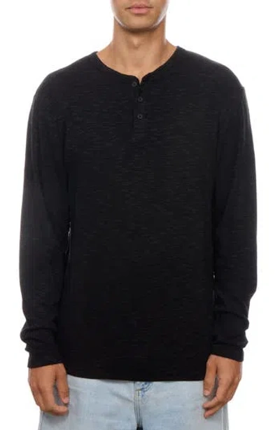 Px Slub Thermal Henley In Black
