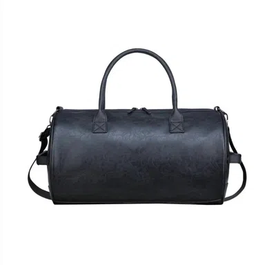 Px Wesley Pu Leather Duffle Bag In Black In Blue