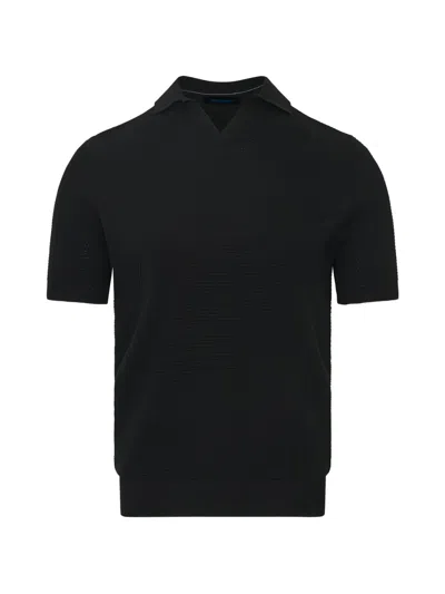 Pya Bubble-knit Johnny-collar T-shirt In Black