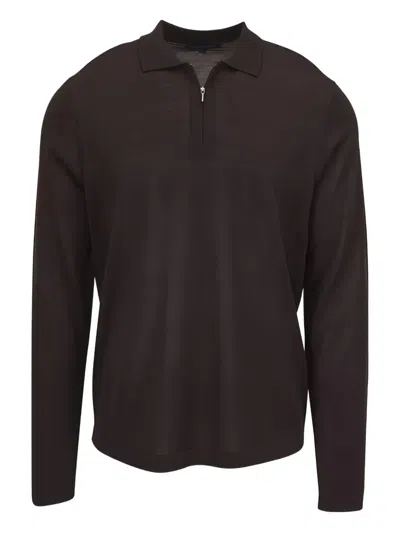 Pya Zip-up Polo Polo Shirt In Brown