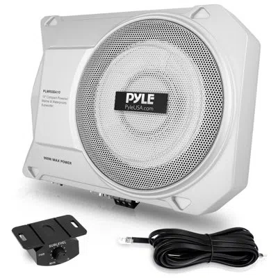 Pyle 10” 900 Watts Low-profile Active Amplified Marine & Waterproof Subwoofer System Suitable For Under-s In White