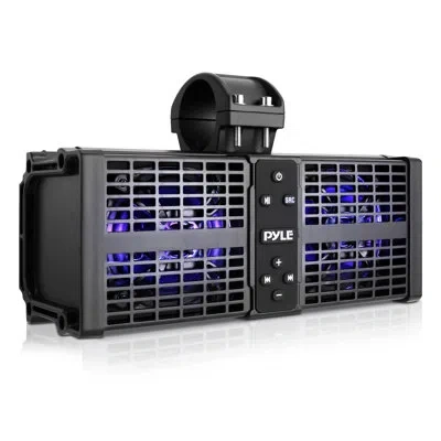 Pyle 11” Powered Atv/utv Soundbar System - Built-in Class D Stereo Power Amplifier W/ Wireless Bt Streami In Black