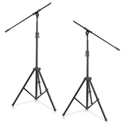 Pyle 2 Pcs. Heavy-duty Tripod Boom Microphone Stand - Height Adjustable And Boom Extendable Mic Stand In Black