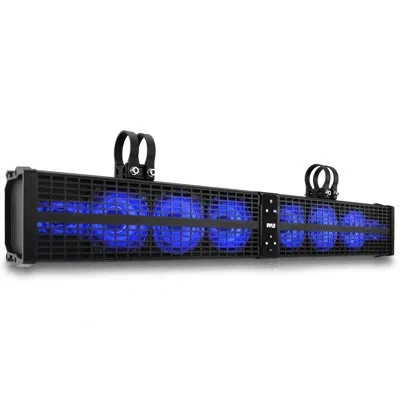 Pyle 32” Powered Atv/utv Soundbar System - Built-in Class D Stereo Power Amplifier W/ Wireless Bt Streami In Black