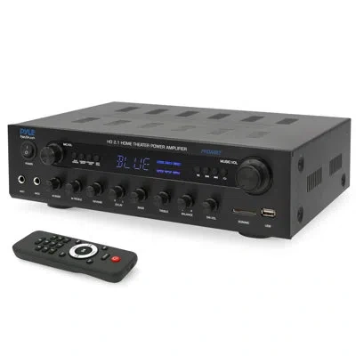 Pyle 400w Stereo Amplifier Receiver - Bt Home Audio Amplifier With Usb/sd Readers, Fm Radio, 3.5mm Aux, P In Black