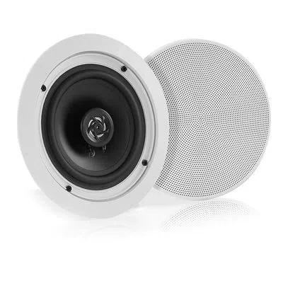 Pyle 5.25” Pair Bluetooth Flush Mount In-wall In-ceiling 2-way Speaker System Quick Connections Changeabl In White
