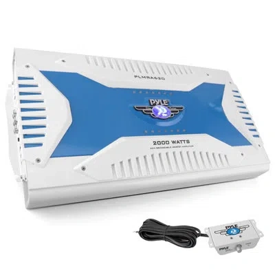 Pyle 6 Channel Marine Amplifier Receiver - Waterproof Wireless Bridgeable Audio Amp For Stereo Speaker Wi In White