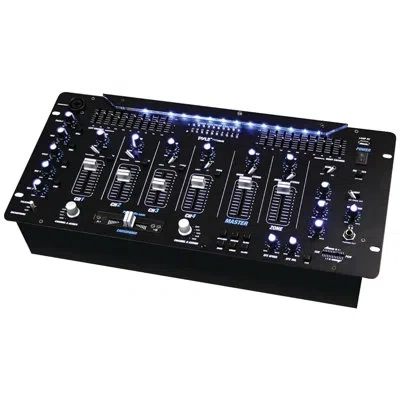 Pyle 6 Channel Mixer, Bluetooth Dj Controller, Stereo Mixer, Professional Sound System, Led Illumination, In Black