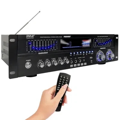 Pyle 6-channel Bluetooth Hybrid Home Amplifier - 1600w Home Audio Rack Mount Stereo Power Amplifier Recei In Black