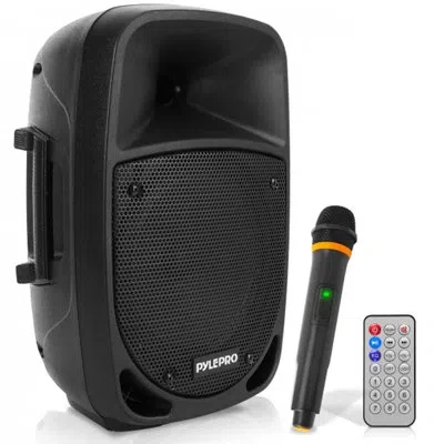 Pyle 800w Portable Bluetooth Pa Speaker - 8'' Subwoofer, Led Battery Indicator Lights W/ Built-in Recharg In Matte Black