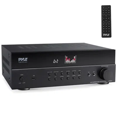 Pyle Bluetooth Home Theater Receiver Hi Fi Stereo System - 7.2 Channel Surround Sound Amplifier Entertain In Black