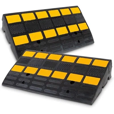Pyle Car Vehicle Curbside Driveway Ramp - 2pc Heavy Duty Rubber Threshold Bridge Track Curb Ramp, For Loa