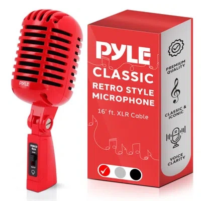 Pyle Classic Retro Dynamic Vocal Microphone - Old Vintage Style Unidirectional Cardioid Mic With Xlr Cabl In Black