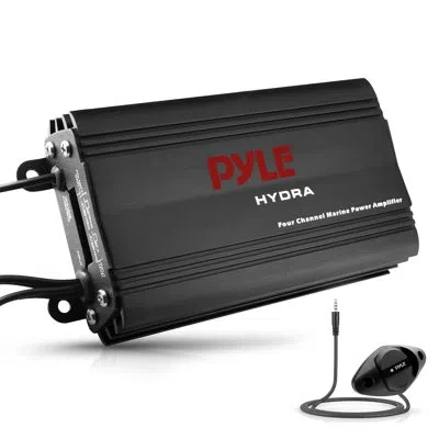 Pyle Hydra Marine Amplifier - Upgraded Elite Series 800 Watt 4 Channel Micro Amplifier - Waterproof, Gain In Black