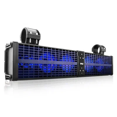 Pyle Marine Amplified Powered Atv/utv 24" Sound Bar W/bluetooth 5.0 For Audio, Ipx6 Waterproof & Weatherp In Black
