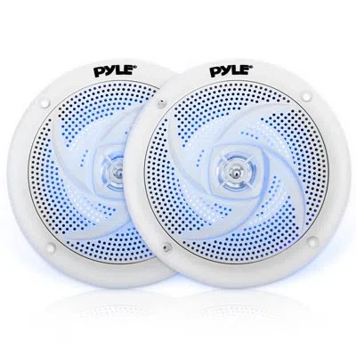 Pyle Marine Speakers - 5.25 Inch 2 Way Waterproof And Weather Resistant Outdoor Audio Stereo Sound System In White