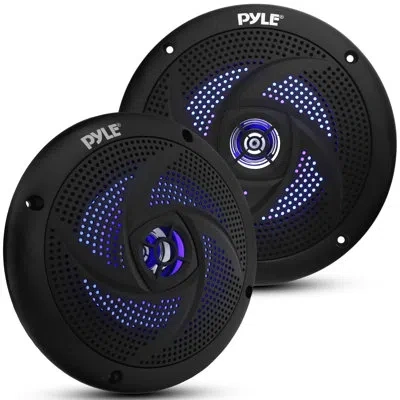 Pyle Marine Waterproof Speakers 6.5” - Low Profile Slim Style Wakeboard Tower And Weather Resistant Outdo In Black