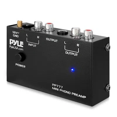 Pyle Phono Turntable Preamp - Stereo Preamplifier With Rca Input/output - Low Noise - Powered By 12v Dc A In Black