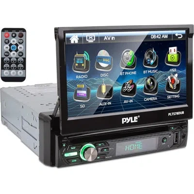 Pyle Plts78dub Single Din Car Stereo Receiver - 7" Touchscreen Display, Cd/dvd Player, Bluetooth Audio &  In Black