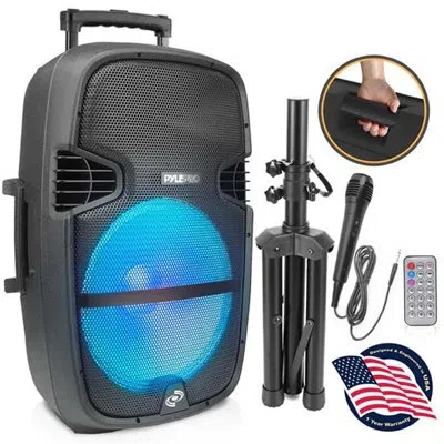 Pyle Portable Bluetooth Pa Speaker System - 1000w Outdoor Bluetooth Speaker System W/microphone In, Party In Black