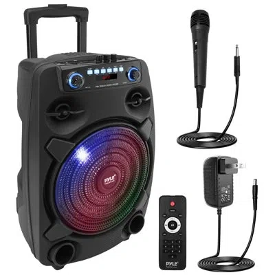 Pyle Portable Bluetooth Pa Speaker System - 800w 12” Outdoor Bluetooth Speaker Portable Pa System - Party In Matte Black
