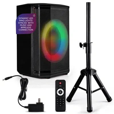 Pyle Portable Bluetooth Speaker With 8" Inch Woofer, Tws Function, Mic Input, Usb/micro Sd/fm Radio, Colo In Black