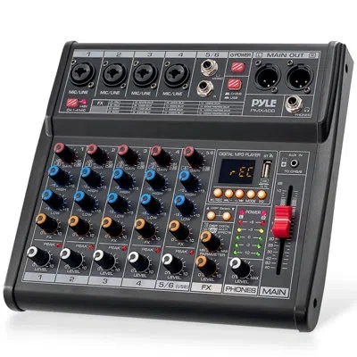 Pyle Professional Bluetooth Dj Audio Mixer - 6-channel Dj Controller Sound Mixer W/dsp 16 Preset Effects, In Black