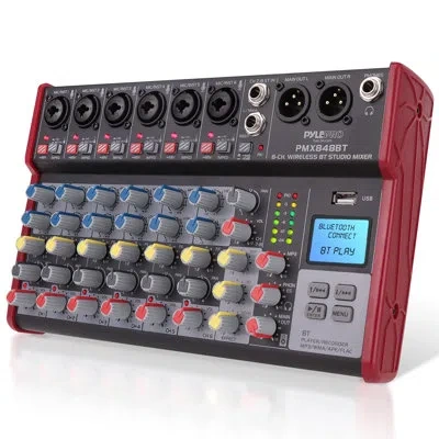 Pyle Professional Wireless Dj Audio Mixer - 8-channel Bluetooth Compatible Dj Controller Sound Mixer W/us In Black