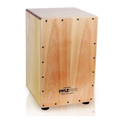 Pyle Stringed Acoustic Cajon Percussion Wooden Hand Drum Instrument