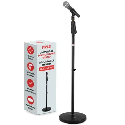 Pyle Universal Microphone Stand - Mic Mount Holder, Height Adjustable In Black
