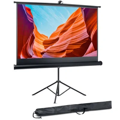 Pyle Universal Tripod Screen - Floor Standing Portable Fold-out Roll-up Tripod Manual Projector Screen