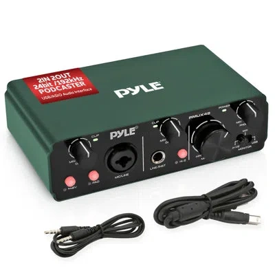 Pyle Usb Audio Interface For Recording, Streaming & Podcasting – 2 Inputs 2 Outputs, 48v Phantom Power, 2