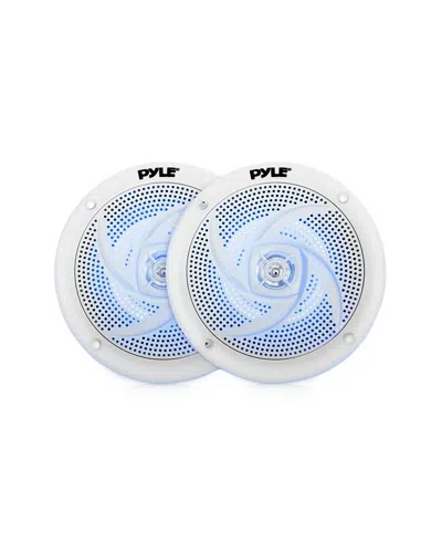 Pyle Waterproof Rated Marine Speakers With Built-in Led Lights In White