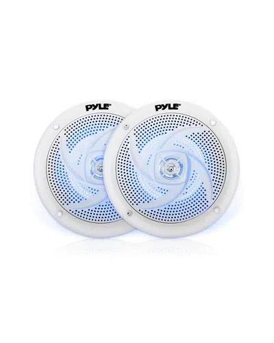 Pyle Waterproof Rated Marine Speakers With Built-in Led Lights In White