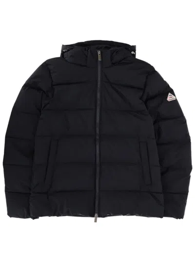 Pyrenex Blue Quilted Hood Jacket In Black