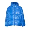 Pyrenex Light Blue Nylon Sten Shiny Puffer Jacket With Hood In Blue