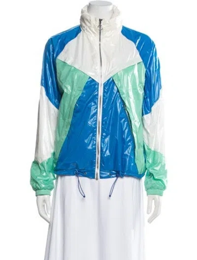 Pre-owned Pyrenex Colorblock Pattern Down Jacket W/ Tags In Blue