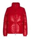 Pyrenex Fitted Glossy Nylon Puffer Jacket With Padded Pockets In Red